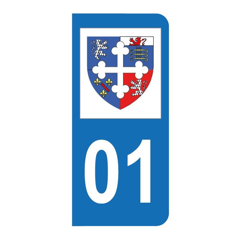 Autocollant blason 01 Ain pour plaque d'immatriculation Autocollant blason 01 Ain pour plaque d'immatriculation