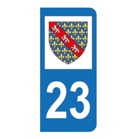 Autocollant blason 23 Creuse pour plaque d'immatriculation