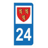 Autocollant blason 24 Dordogne pour plaque d'immatriculation