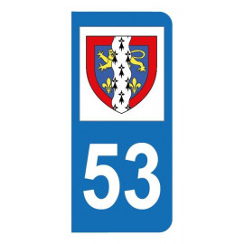 Autocollant blason 53 Mayenne pour plaque d'immatriculation