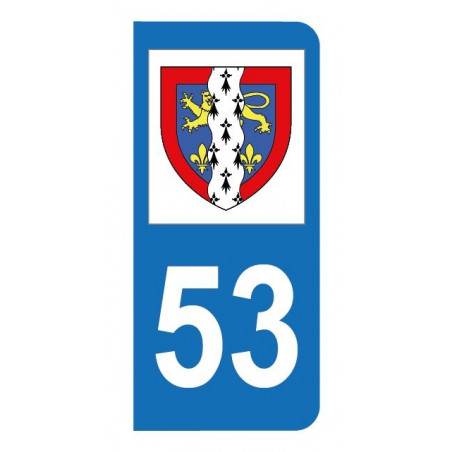Autocollant blason 53 Mayenne pour plaque d'immatriculation