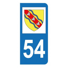 Autocollant blason 54 Meurthe-et-Moselle pour plaque d'immatriculation