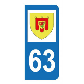 Autocollant blason 63 Puy-de-Dôme pour plaque d'immatriculation