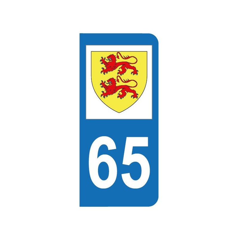 Sticker du blason du département 65 Hautes-Pyrénées pour plaque d