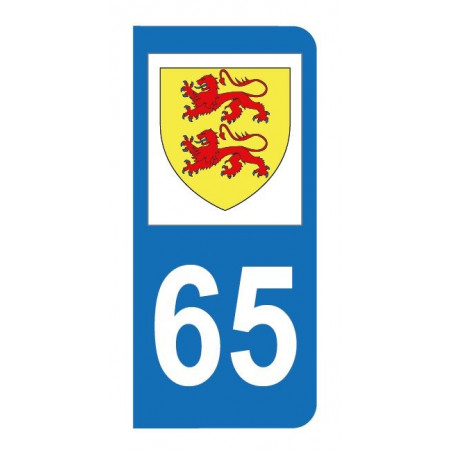 Autocollant blason 65 Hautes-Pyrénées pour plaque d'immatriculation