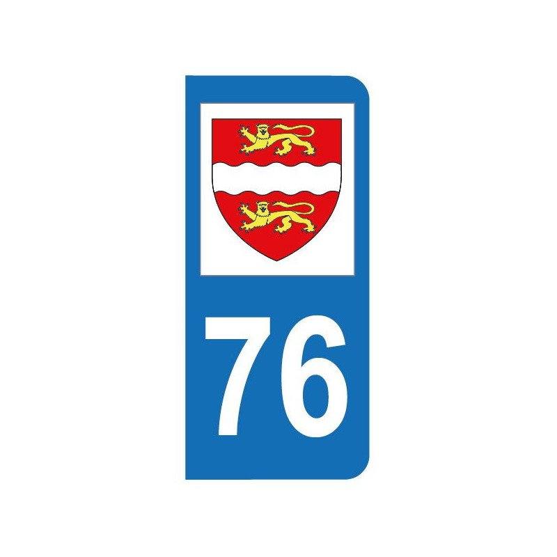 Autocollant 76 avec blason du département de la Seine-Maritime pour plaque  d'immatriculation