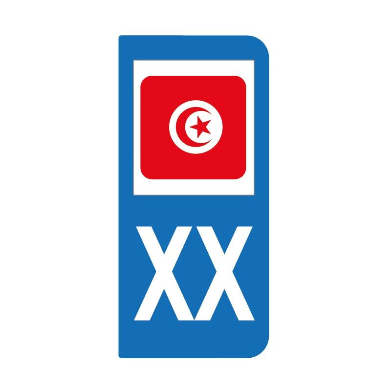 Autocollant drapeau Tunisie pour plaque d'immatriculation