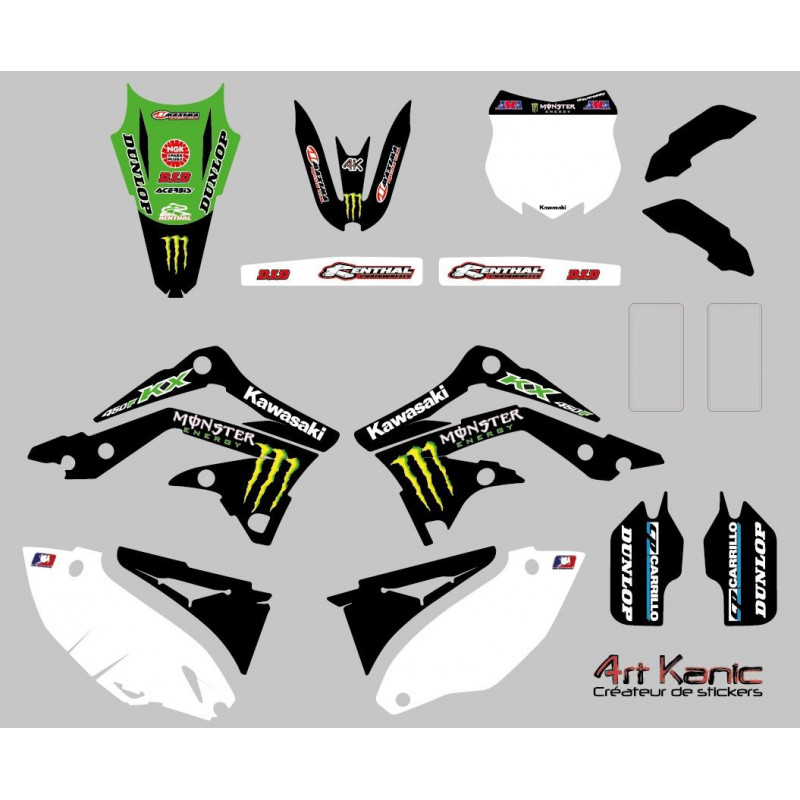 Kit stickers cross Kawasaki KX ou KXF de 2001 à 2015