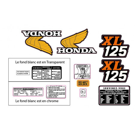 Kit stickers autocollants pour moto Honda TL125